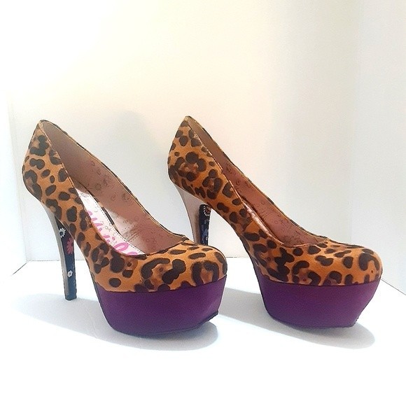 Betseyville By Betsey Johnson Leopard Platform Stiletto Heels US 9.5 Sexy High - Picture 3 of 11